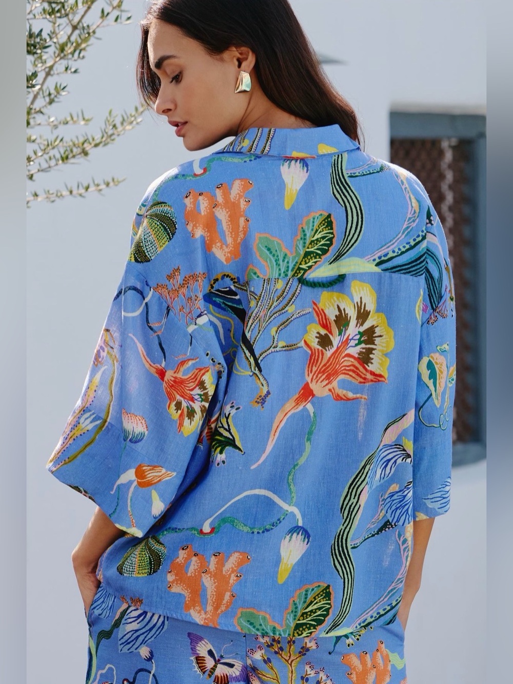 Anthropologie Celandine x Sarah Gordon Linen Blend Buttondown Shirt NWT - Picture 2 of 6